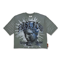 First Row Eternal Myths Broken Sculpture Graphic Cropped T-Shirt Olive Green