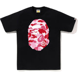 Bape Men’s ABC Camo Big Ape Head Tee Black x Pink