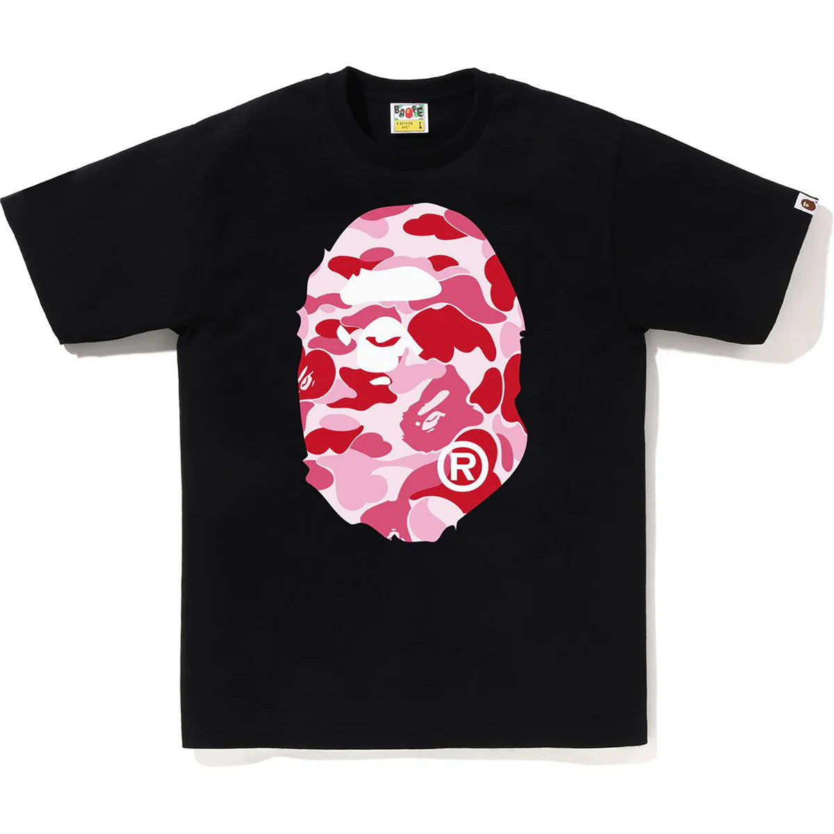 Bape Men’s ABC Camo Big Ape Head Tee Black x Pink