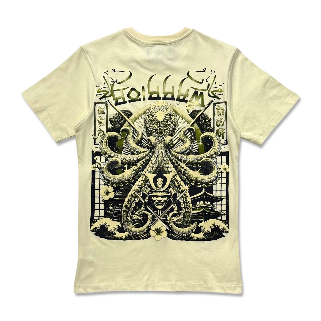 Denimicity Men’s Warrior of the Seas Stoned Out Rhinestone Tee Beige