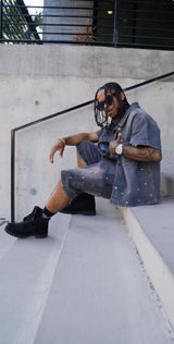 Mixed Emotion 'Paisley' Denim Black Shirt