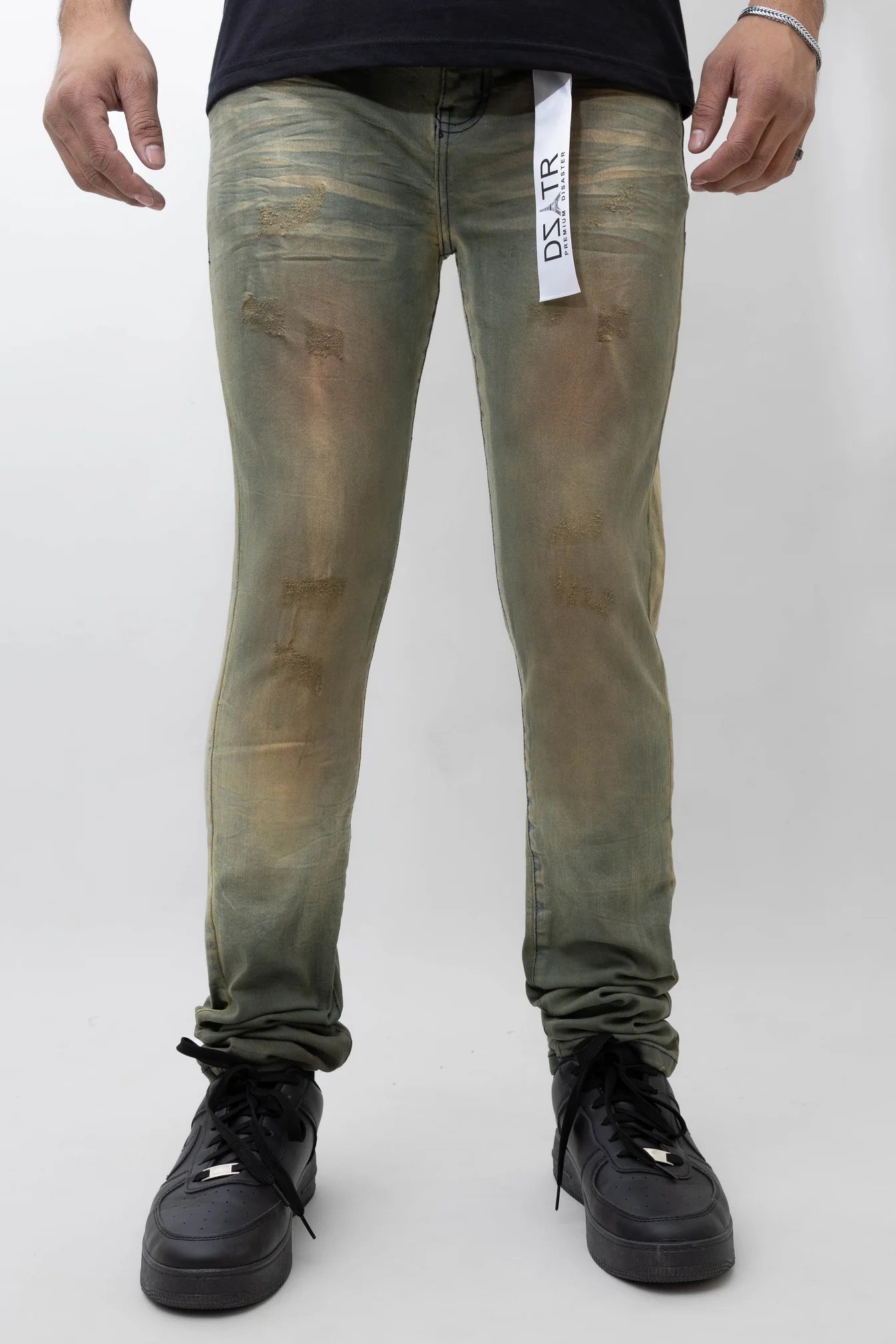 Premium Disaster Men's Ultra Stretch Denim Jean Brown Dirt