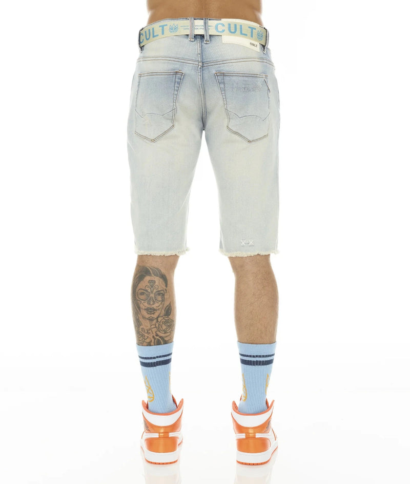 Cult of Individuality Rocker Shorts Stretch Denim - Scars Wash