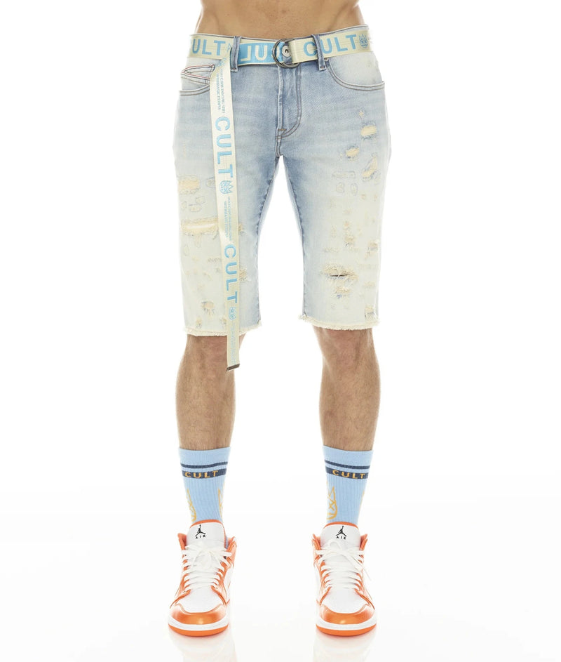 Cult of Individuality Rocker Shorts Stretch Denim - Scars Wash