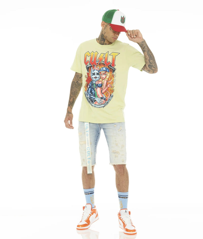 Cult of Individuality Rocker Shorts Stretch Denim - Scars Wash