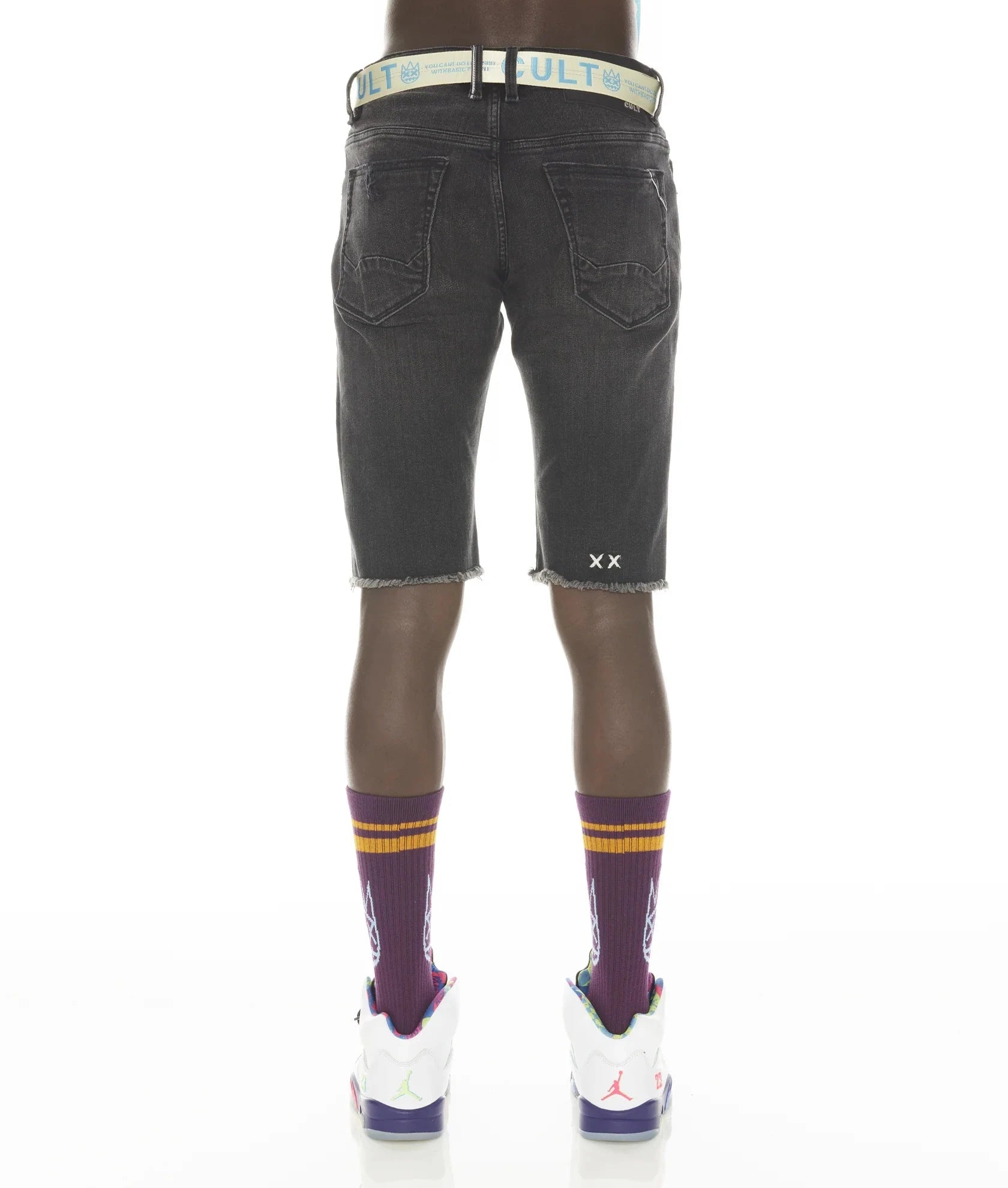 Cult of Individuality Rocker Shorts Stretch belted in  - Jet Black