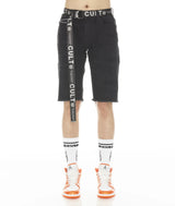 Cult of Individuality Rocker Stretch  Short belted in Grunge Black Wash