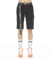 Cult of Individuality Rocker Stretch  Short belted in Grunge Black Wash