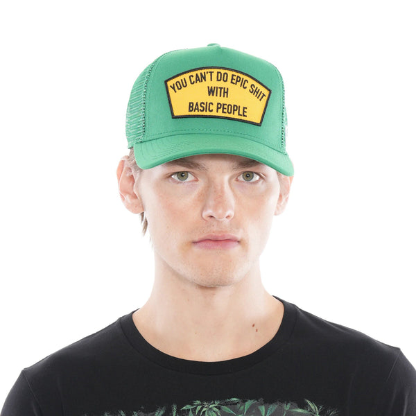 Cult of individuality (kelly green epic shit mesh back trucker hat)