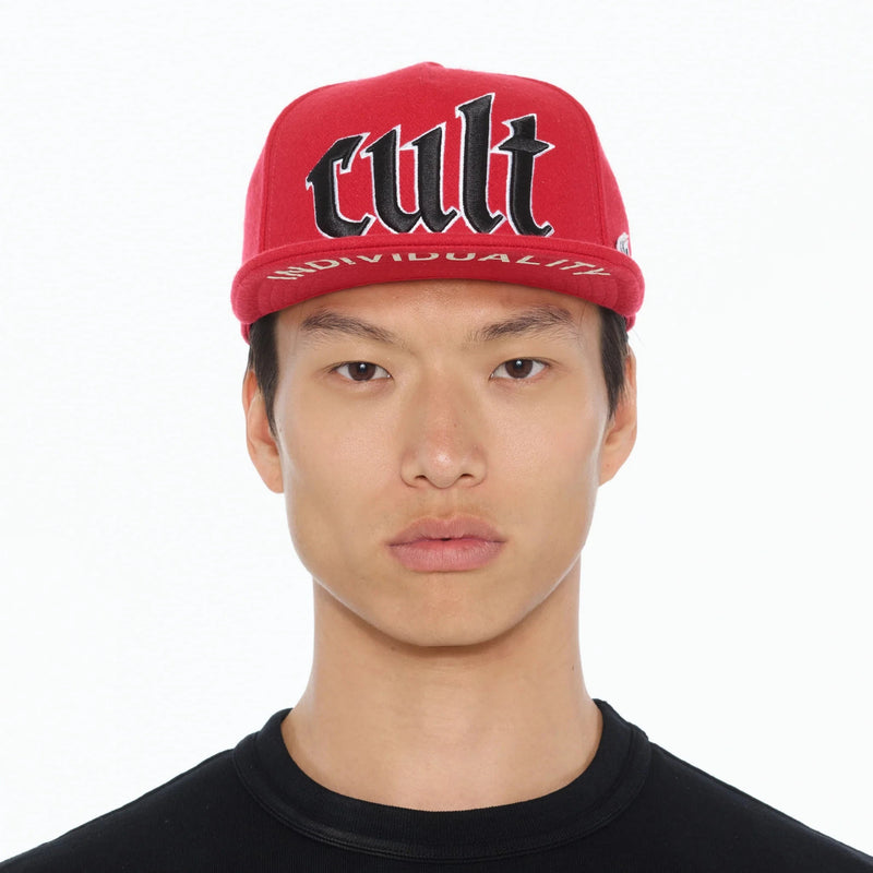 Cult of Individuality Old English Logo Trucker Hat – High Risk Red