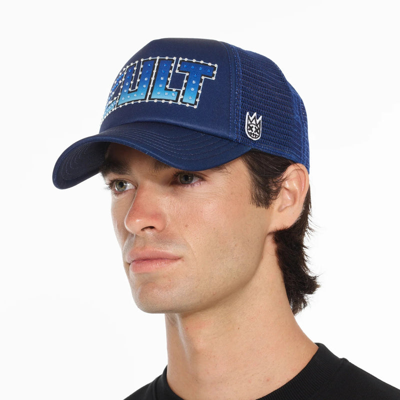Cult of Individuality Rock Logo Trucker Hat - Navy Blue