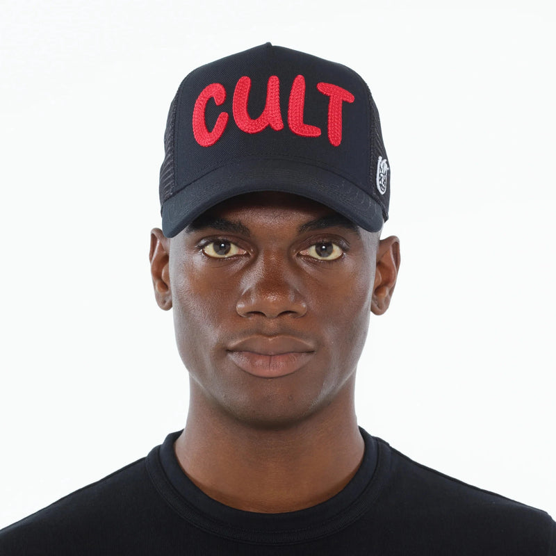 Cult of Individuality Chain Logo Trucker Hat - Black/Red