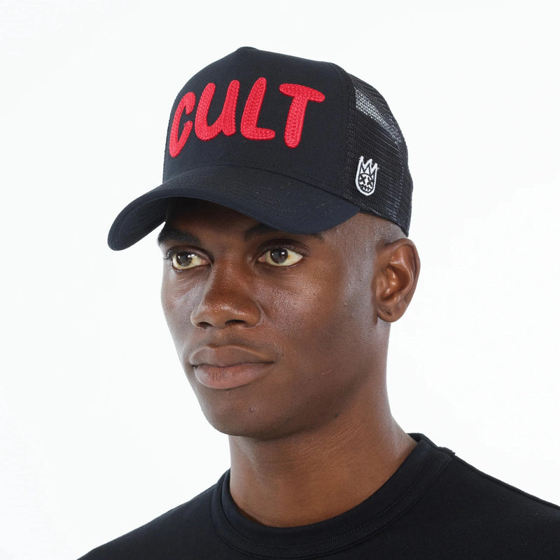 Cult of Individuality Chain Logo Trucker Hat - Black/Red