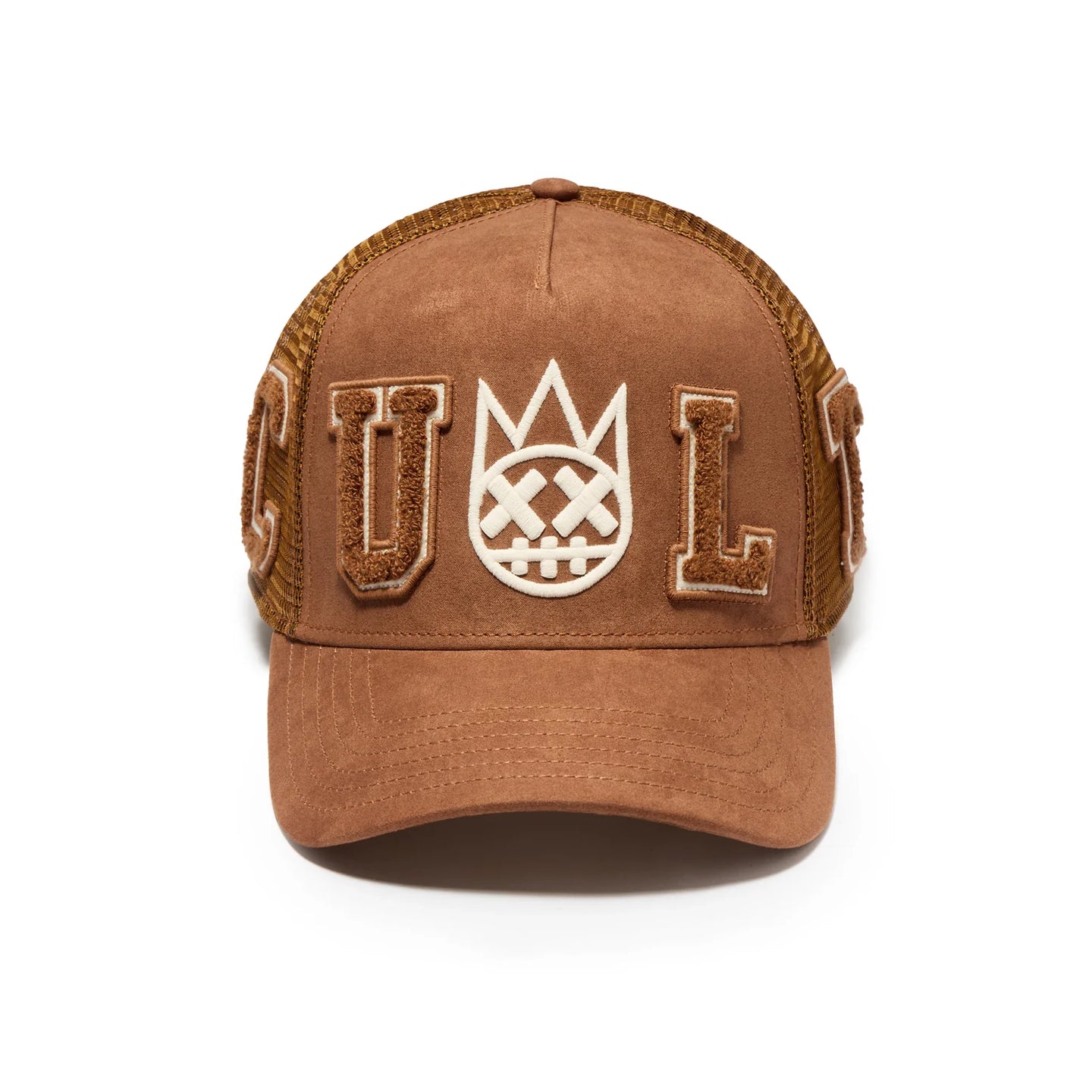 Cult Of Individuality Logo Mesh Back Cult Chenille Suede Trucker Hat Chocolate