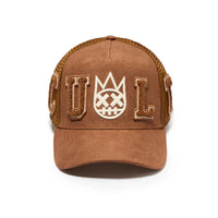 Cult Of Individuality Logo Mesh Back Cult Chenille Suede Trucker Hat Chocolate