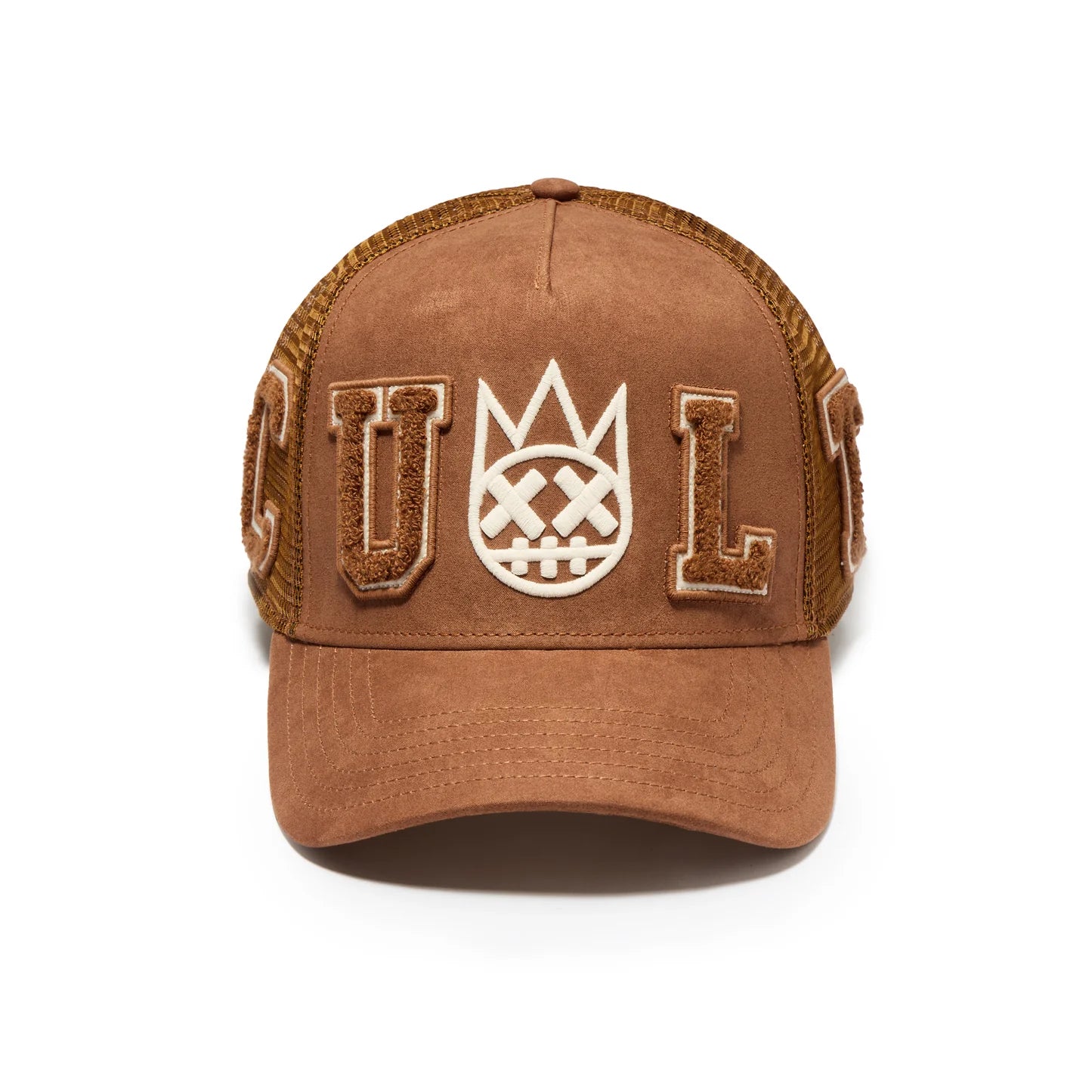 Cult Of Individuality Logo Mesh Back Cult Chenille Suede Trucker Hat Chocolate