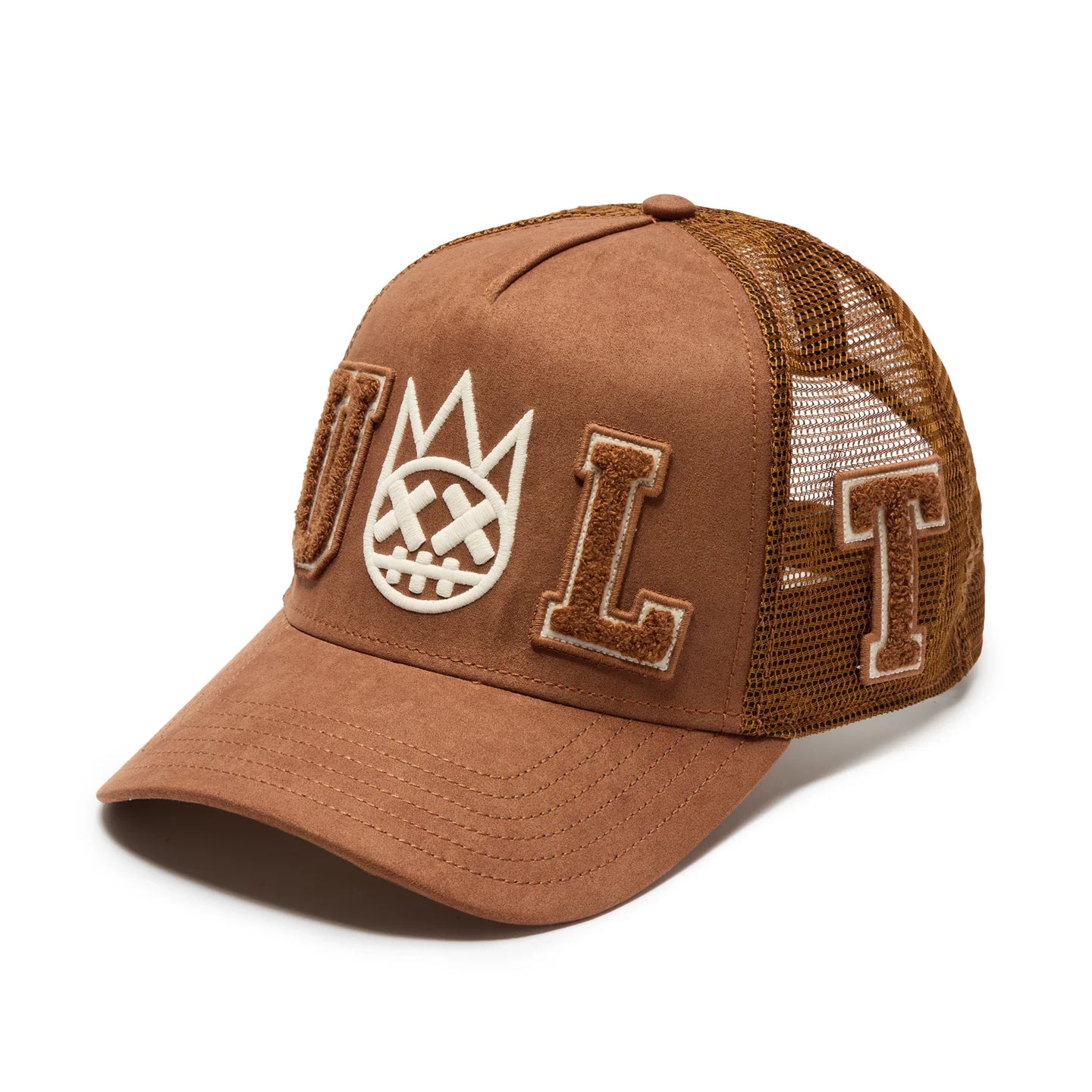 Cult Of Individuality Logo Mesh Back Cult Chenille Suede Trucker Hat Chocolate