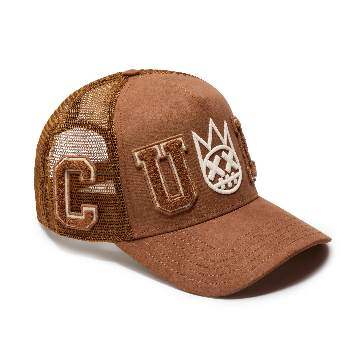 Cult Of Individuality Logo Mesh Back Cult Chenille Suede Trucker Hat Chocolate