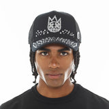 Cult Of Individuality Mesh Back Crystal Trucker Hat Black