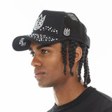Cult Of Individuality Mesh Back Crystal Trucker Hat Black