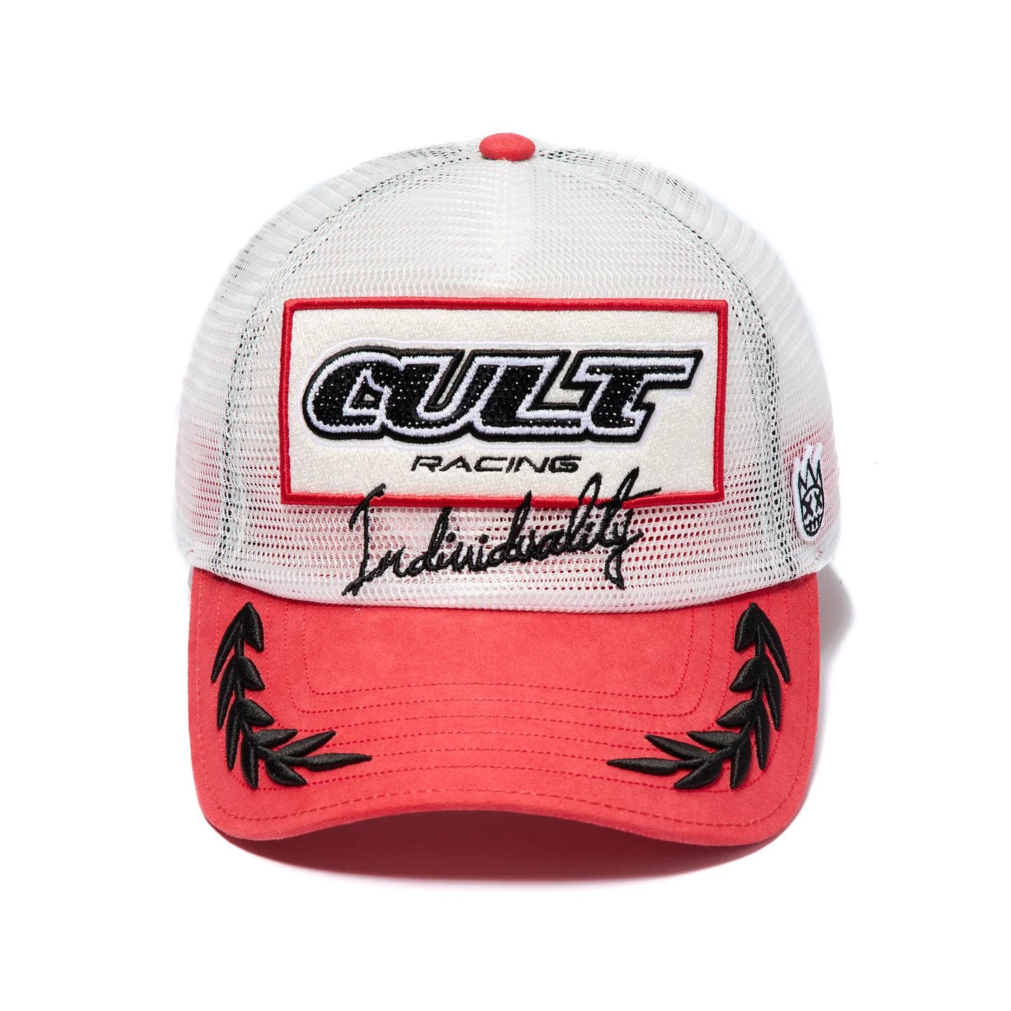 Cult Of Individuality All Over Mesh Trucker Hat Winter White/Red