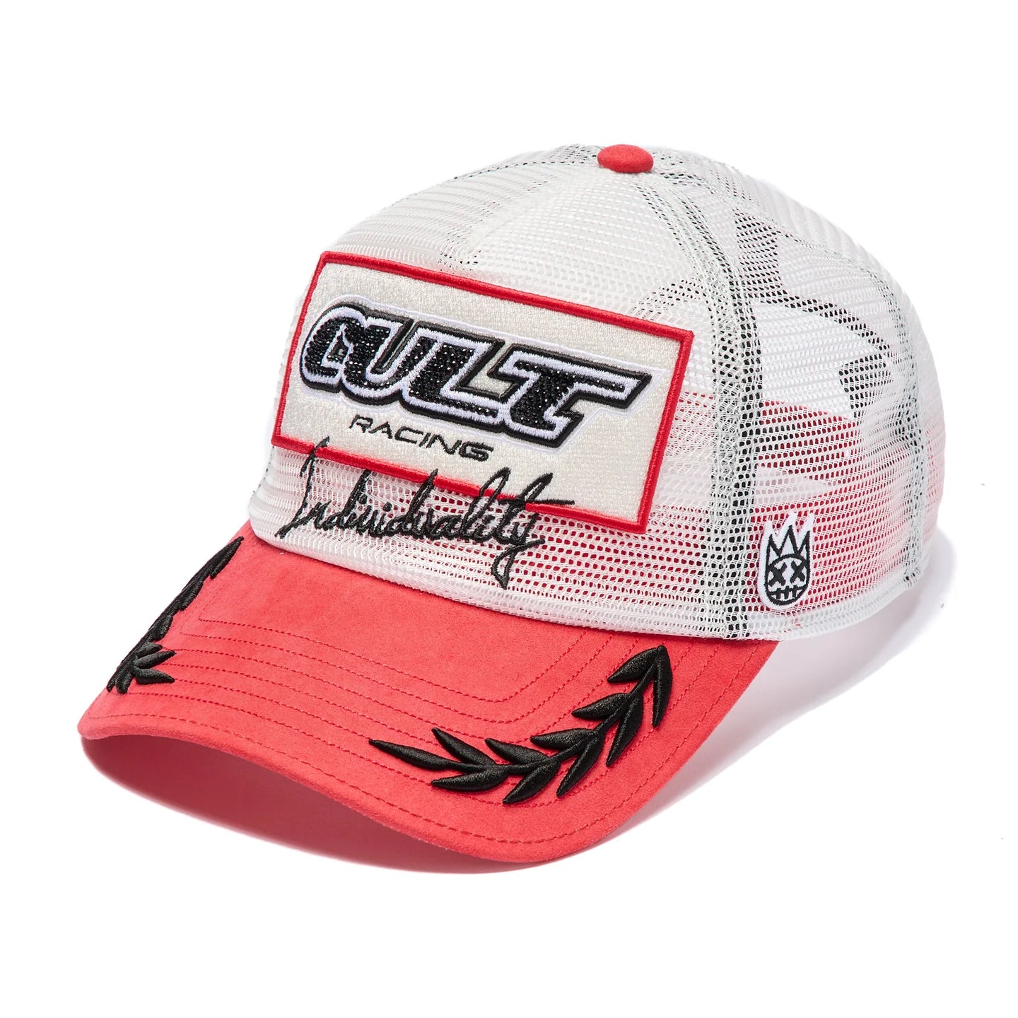 Cult Of Individuality All Over Mesh Trucker Hat Winter White/Red