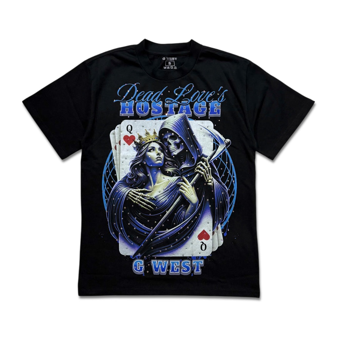 G west Men's Rhinestone Dead lover tee Black/Blue