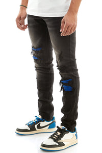 KDNK Men's Wreck V2 Jeans – Black/Blue