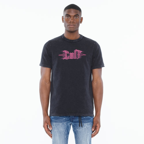 Cult Of Individuality Men's 'Steel Pinstripe Logo' Tee Black