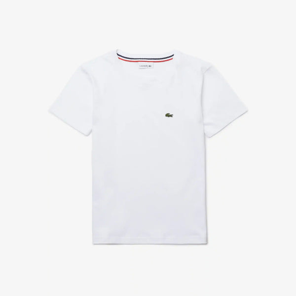 Lacoste (Kids White Crewneck Cotton Jersey T-Shirt)