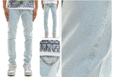 Kdnk Men's rhinestone skinny jeans light blue wash