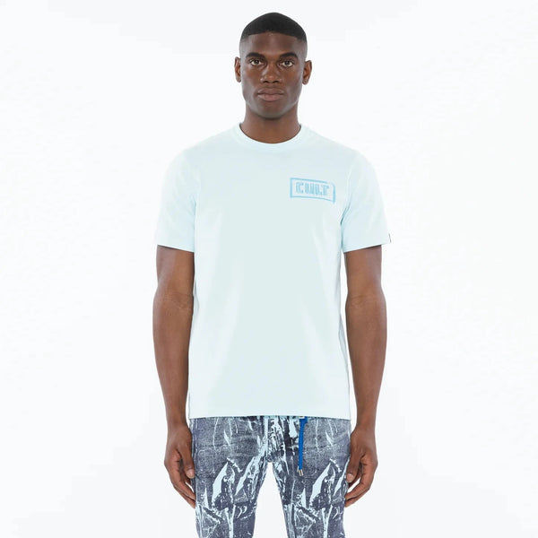 Cult of Individuality Heavyweight Crew Neck Tee "Stroke” in Powder Blue