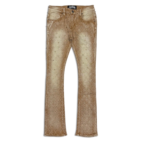Vicious Denim Men's Stacked Embellished Jeans - brown