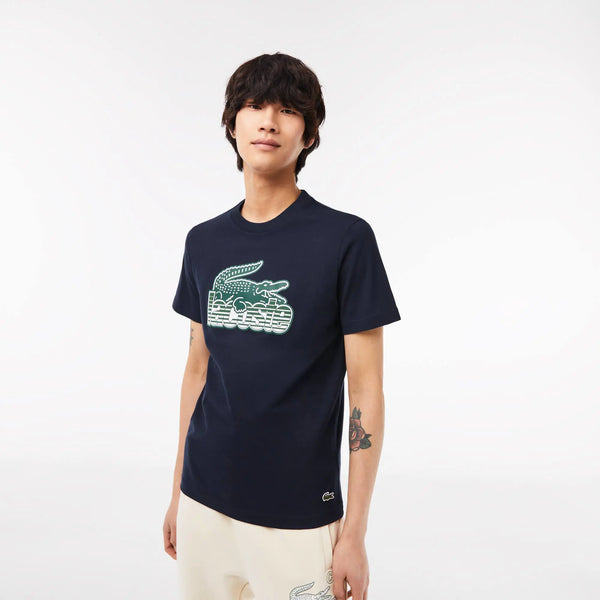Lacoste (Men's Navy Blue Cotton jersey Print T-Shirt)