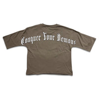 Focus Timeless Grim Reaper Cropped T-Shirt - Dark Khaki