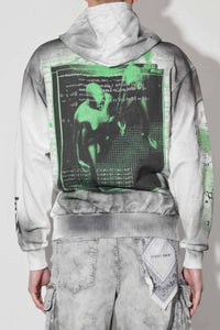 First Row White/Gray Intellectual Property Sprayed Hoodie