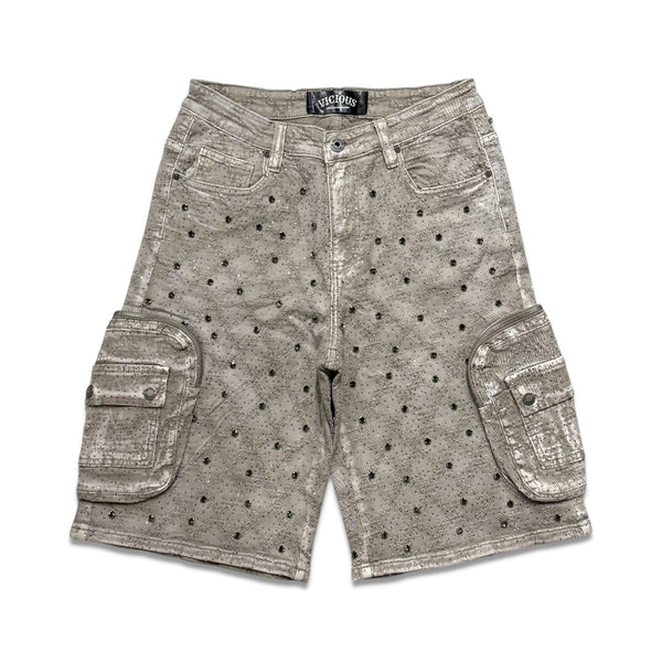 Vicious Denim Men's Embellished cargo shorts - Light taupe