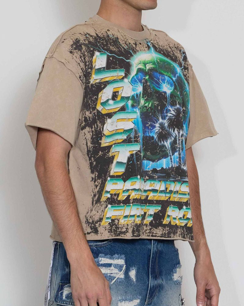 First Row Lost Paradise Cropped T-Shirt Tan