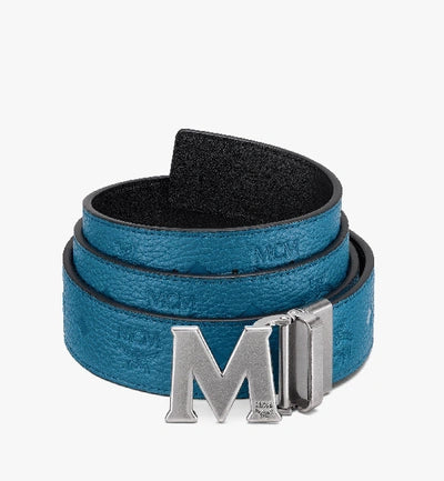 MCM (Teal claus Reversible Belt in Visetos)