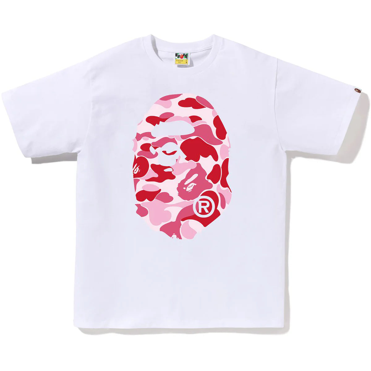 Bape Men’s ABC Camo Big Ape Head Tee White X Pink