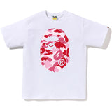 Bape Men’s ABC Camo Big Ape Head Tee White X Pink