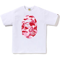 Bape Men’s ABC Camo Big Ape Head Tee White X Pink