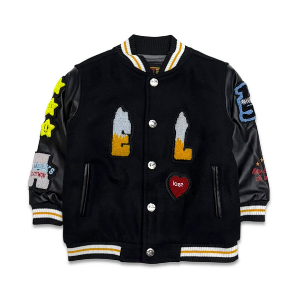 Elite denim kids black varsity jacket