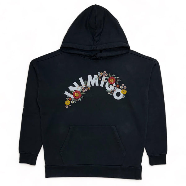 Inimigio (Dark black logo flowers oversized hoodie)