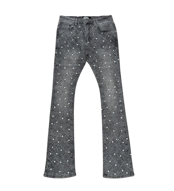 Vicious Denim Men's Stacked Embellished Jeans - Gray