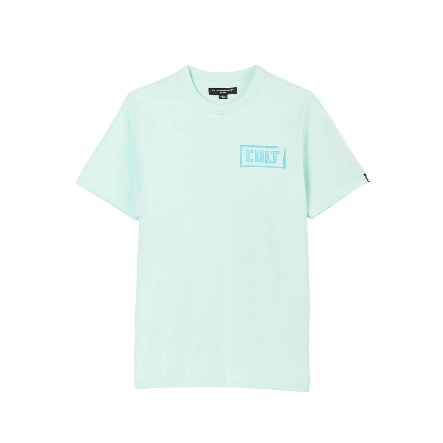 Cult of Individuality Heavyweight Crew Neck Tee "Stroke” in Powder Blue