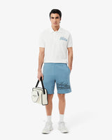 Lacoste Men's Graphic Print Cotton Fleece Shorts -Blue GH0286- 51 -CUN