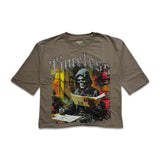 Focus Timeless Grim Reaper Cropped T-Shirt - Dark Khaki