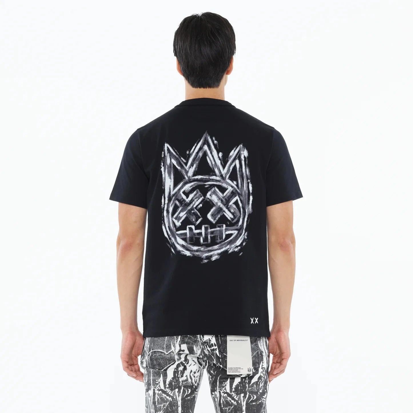 Cult of Individuality Heavyweight Crew Neck Tee "Plaster Logo" in Black