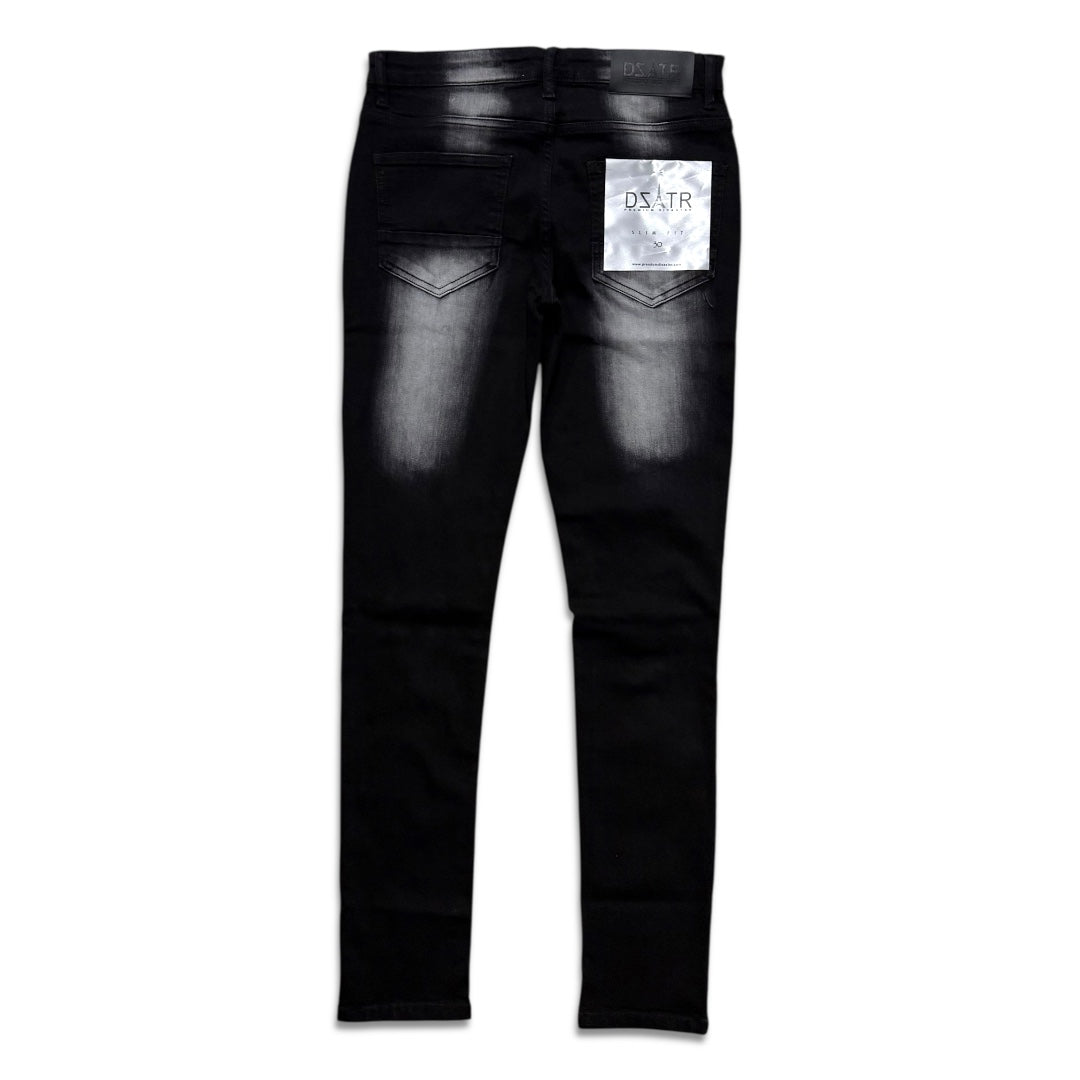 Premium disaster Men's ripped stretch jean chevron wash